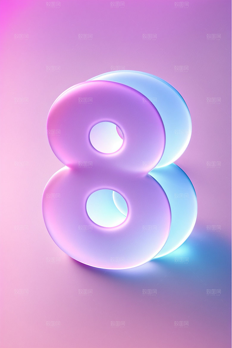 透明数字83D磨砂艺术字