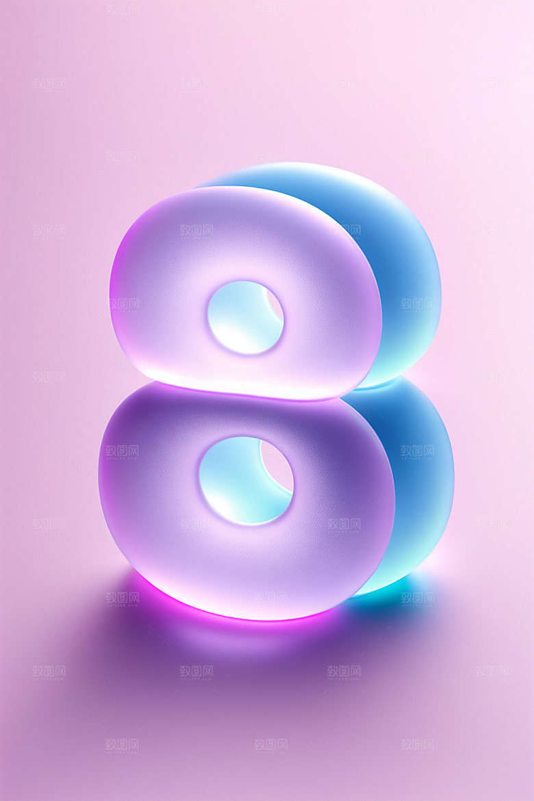 透明数字8科技磨砂艺术字