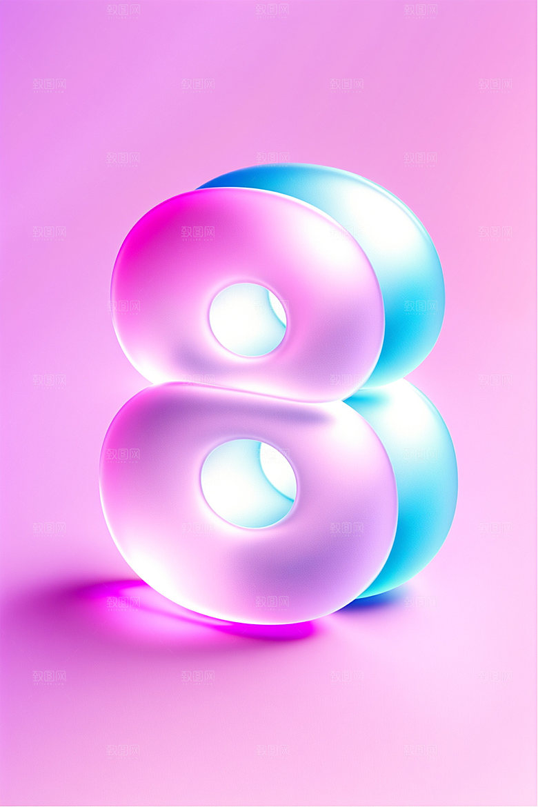 透明数字8立体磨砂艺术字