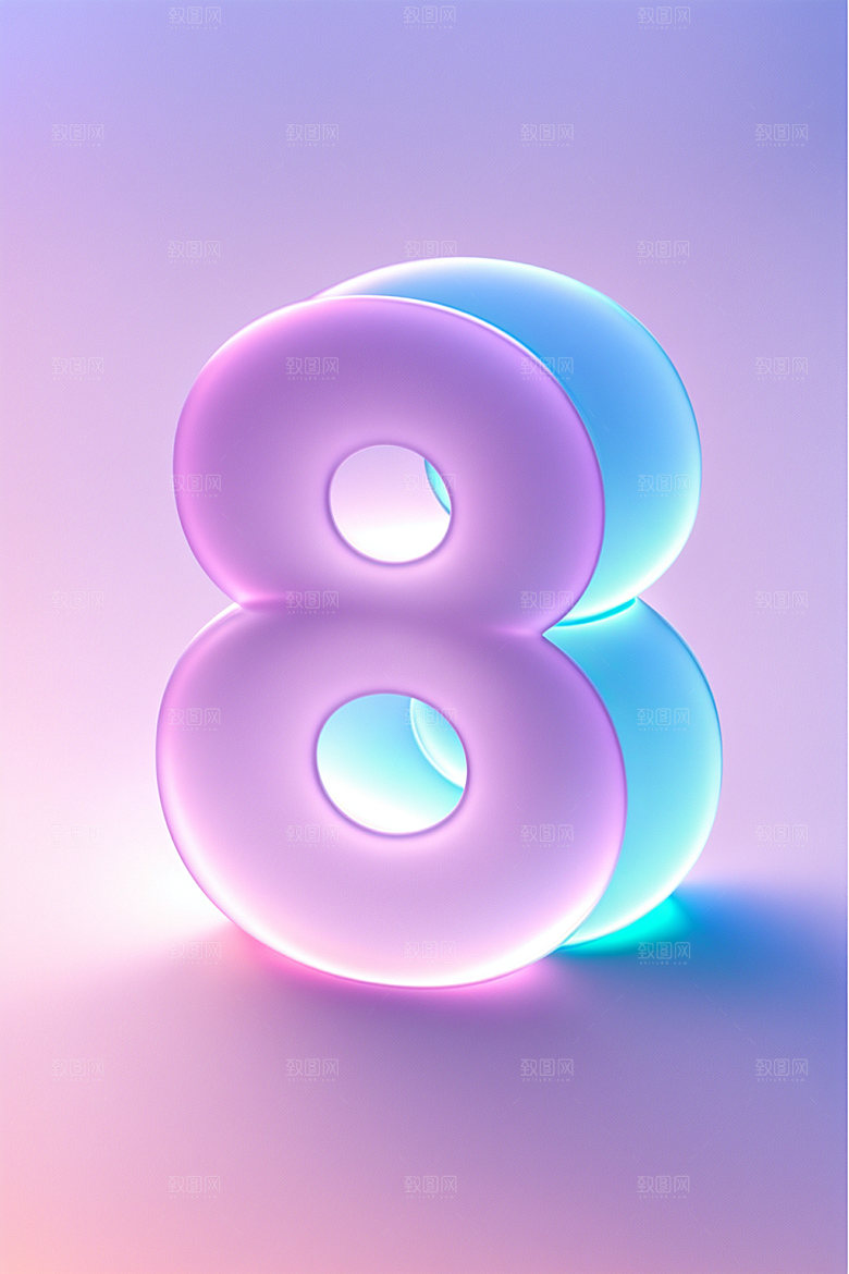 透明数字8玻璃磨砂艺术字