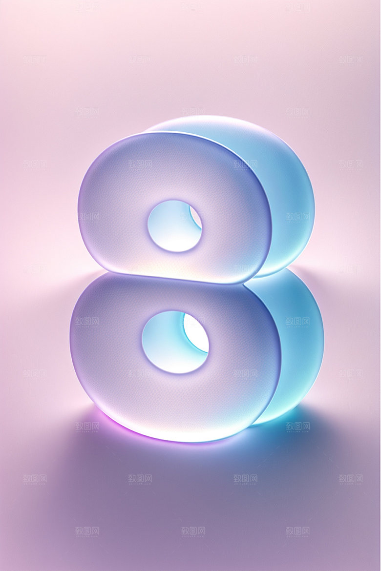 透明数字83D质感艺术字