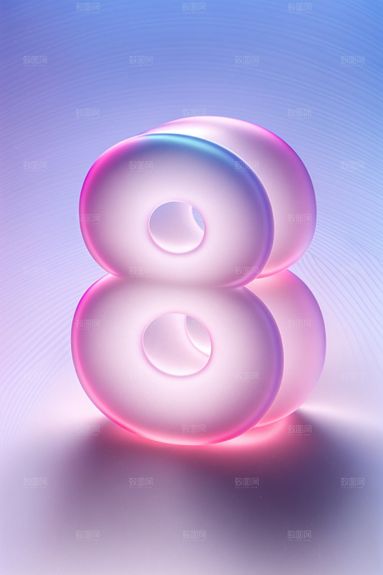 透明数字8磨砂科技艺术字