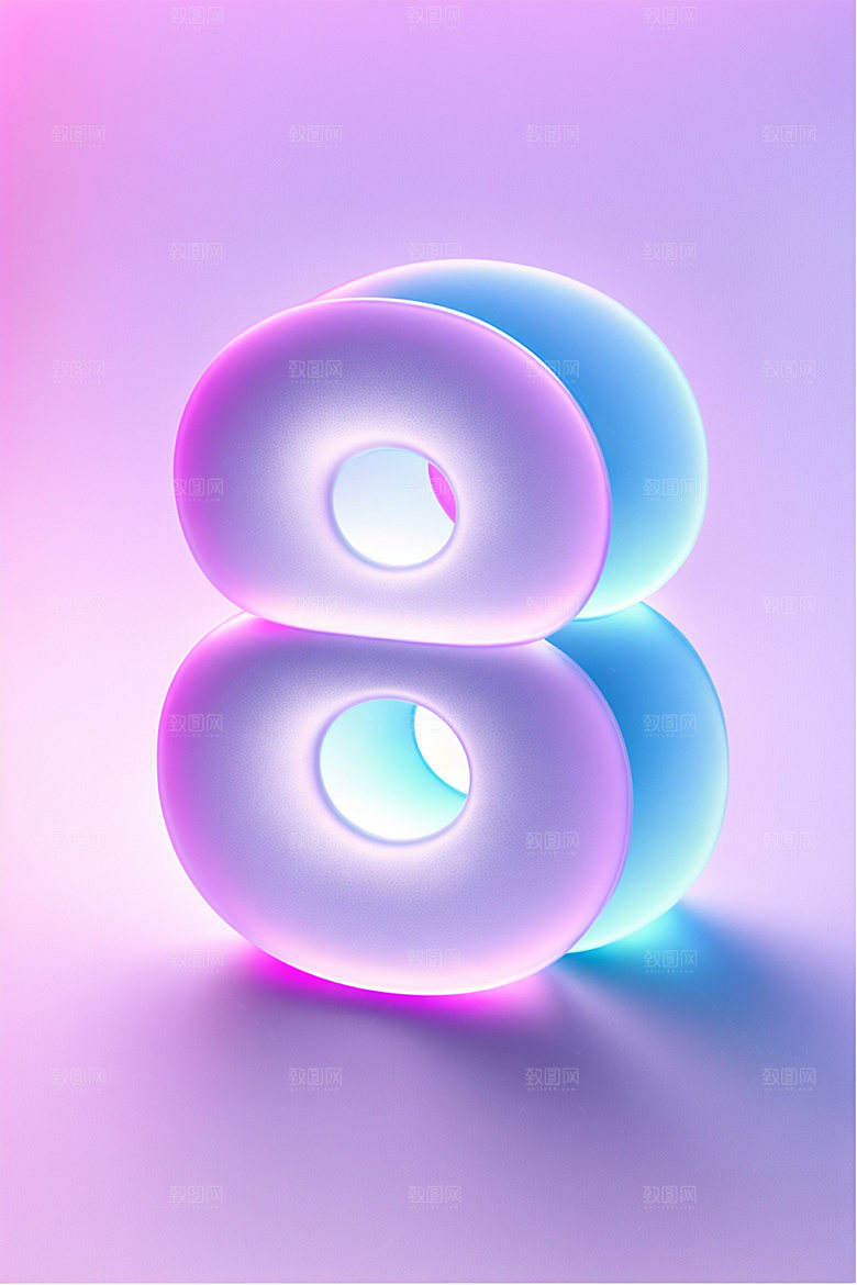 透明数字8磨砂通透艺术字