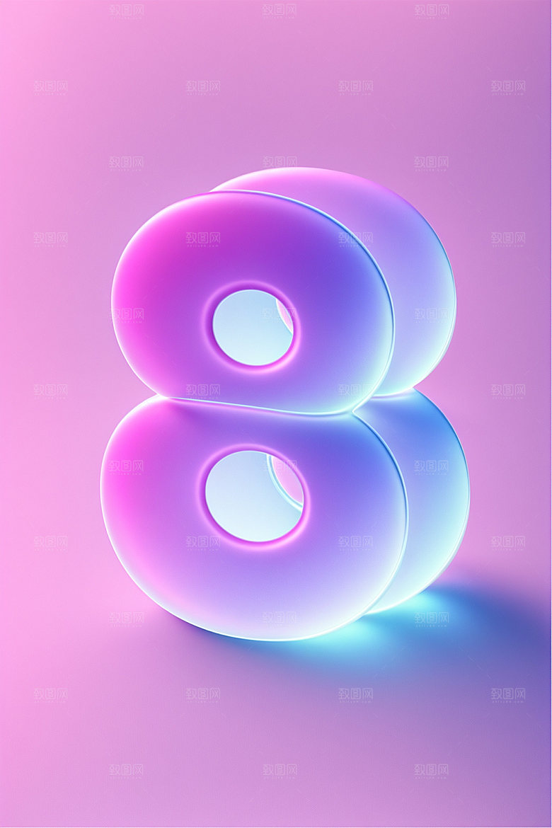 透明数字8玻璃磨砂艺术字