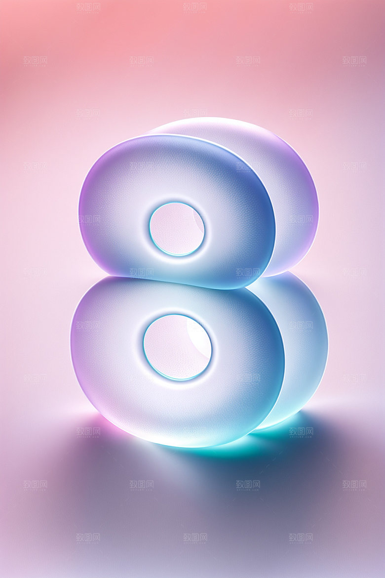 透明数字8通透3D艺术字