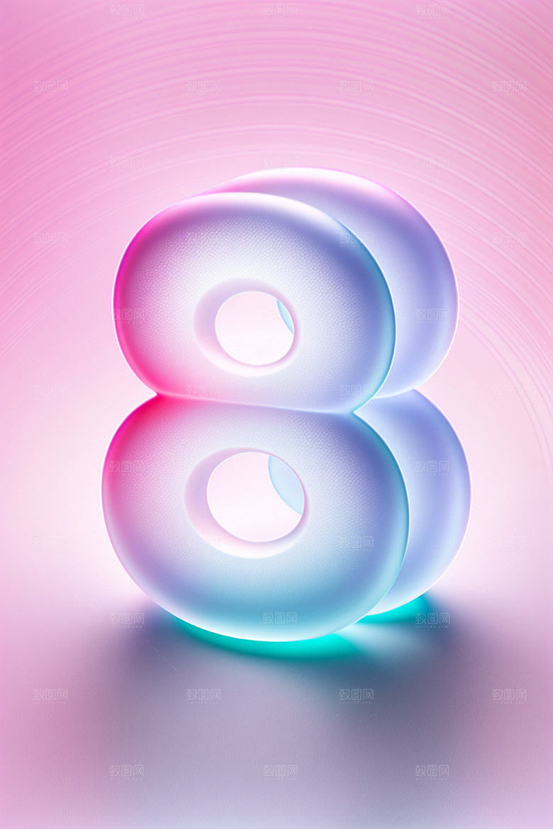 透明数字8玻璃立体艺术字