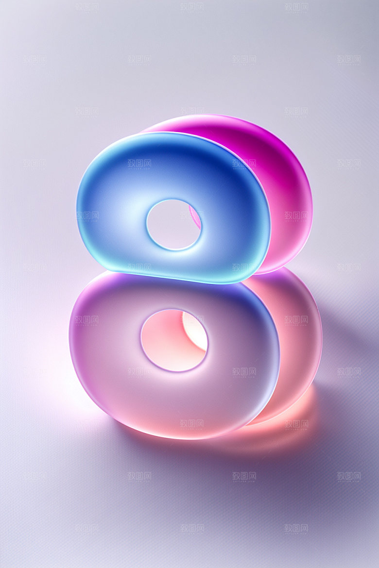 透明数字8科技立体艺术字