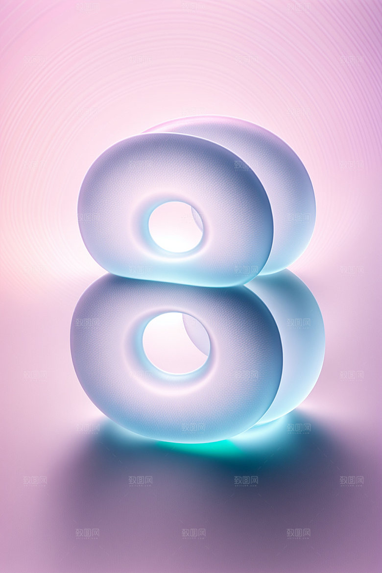透明数字8时尚3D艺术字