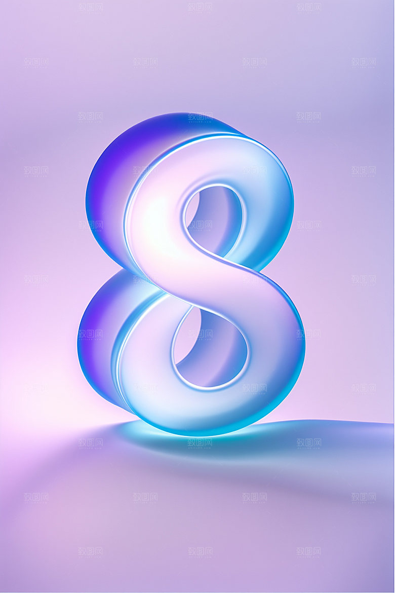 玻璃数字8光泽塑料元素