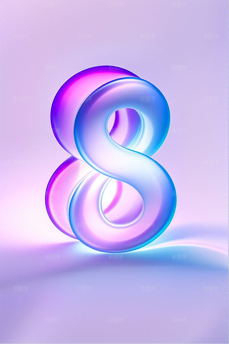 玻璃数字83D光泽元素