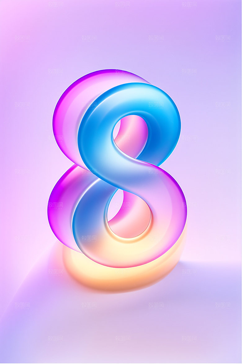 玻璃数字8通透立体元素