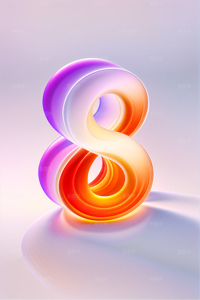 玻璃数字8透明塑料元素