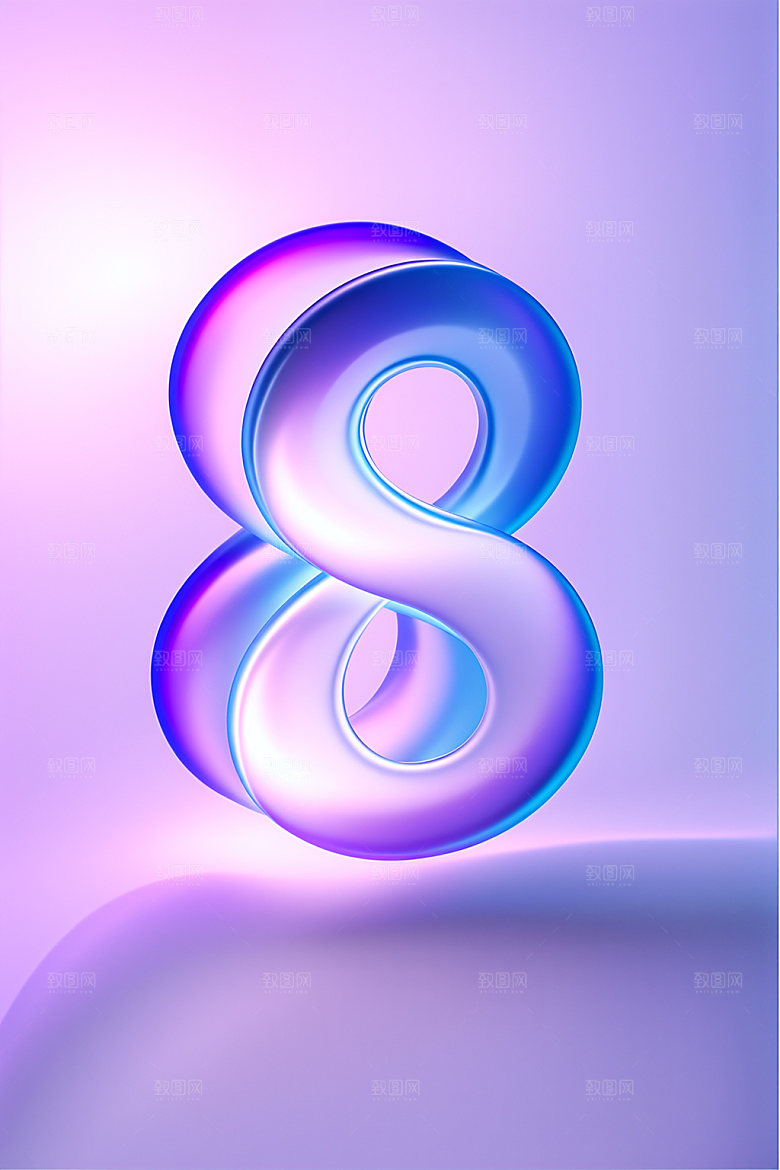 玻璃数字8艺术字质感元素