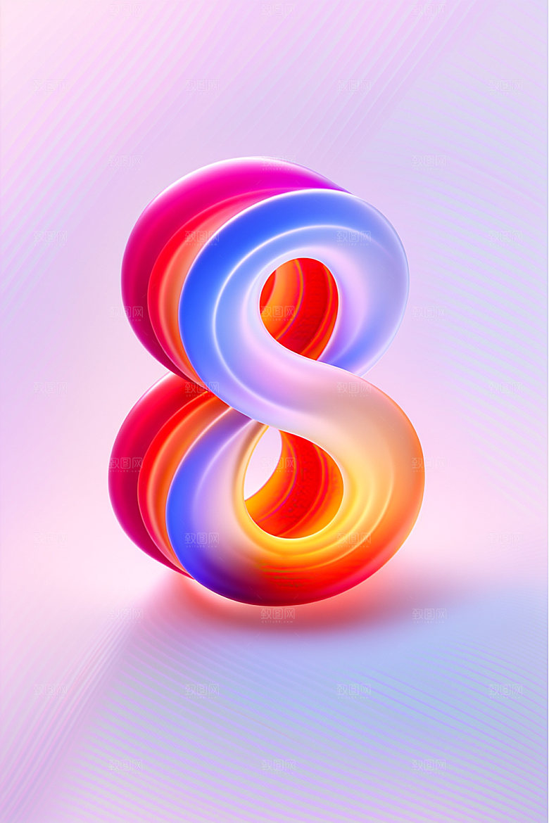 玻璃数字8立体透明元素
