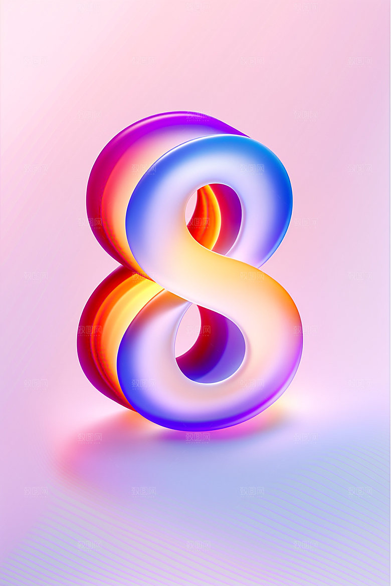 玻璃数字8光泽塑料元素