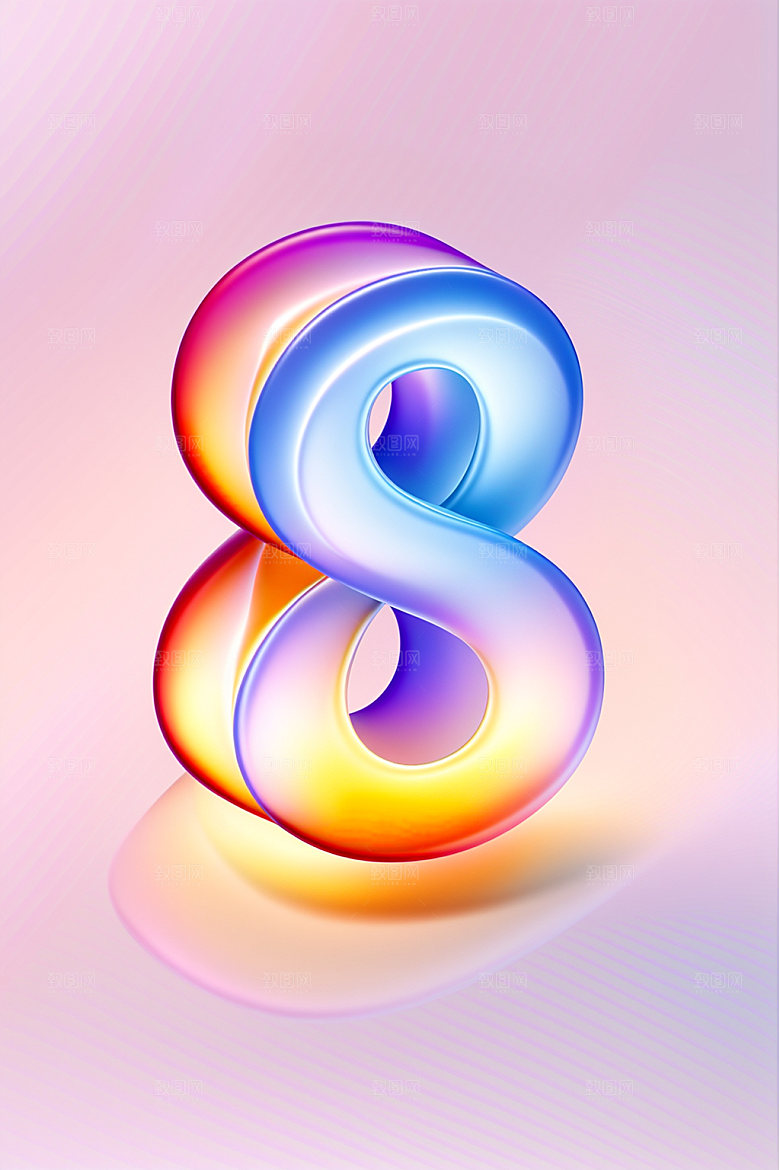 玻璃数字8透明质感元素