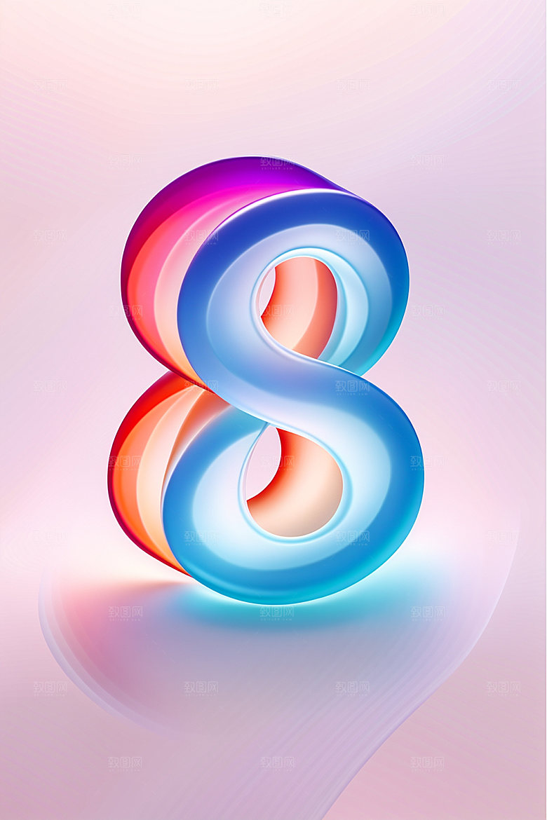 玻璃数字8光泽质感元素