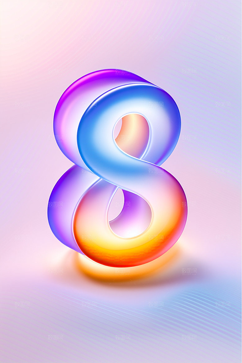 玻璃数字8塑料透明元素