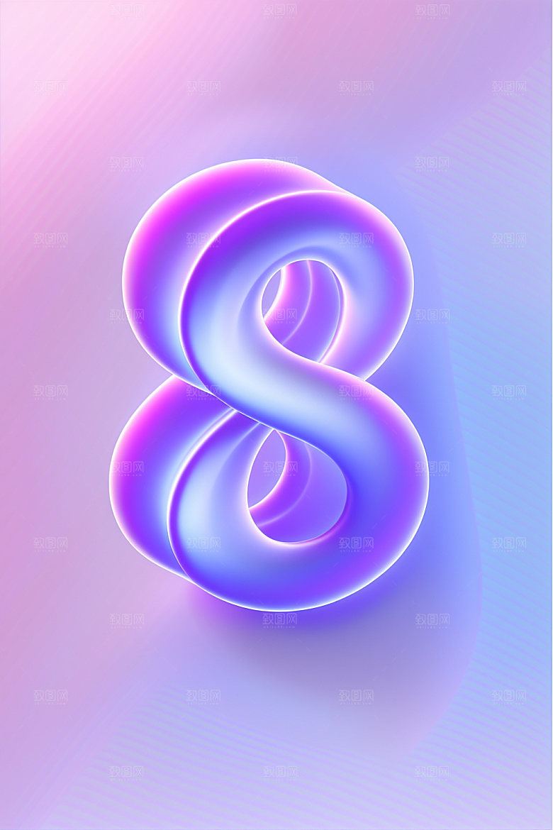 玻璃数字8立体艺术字元素