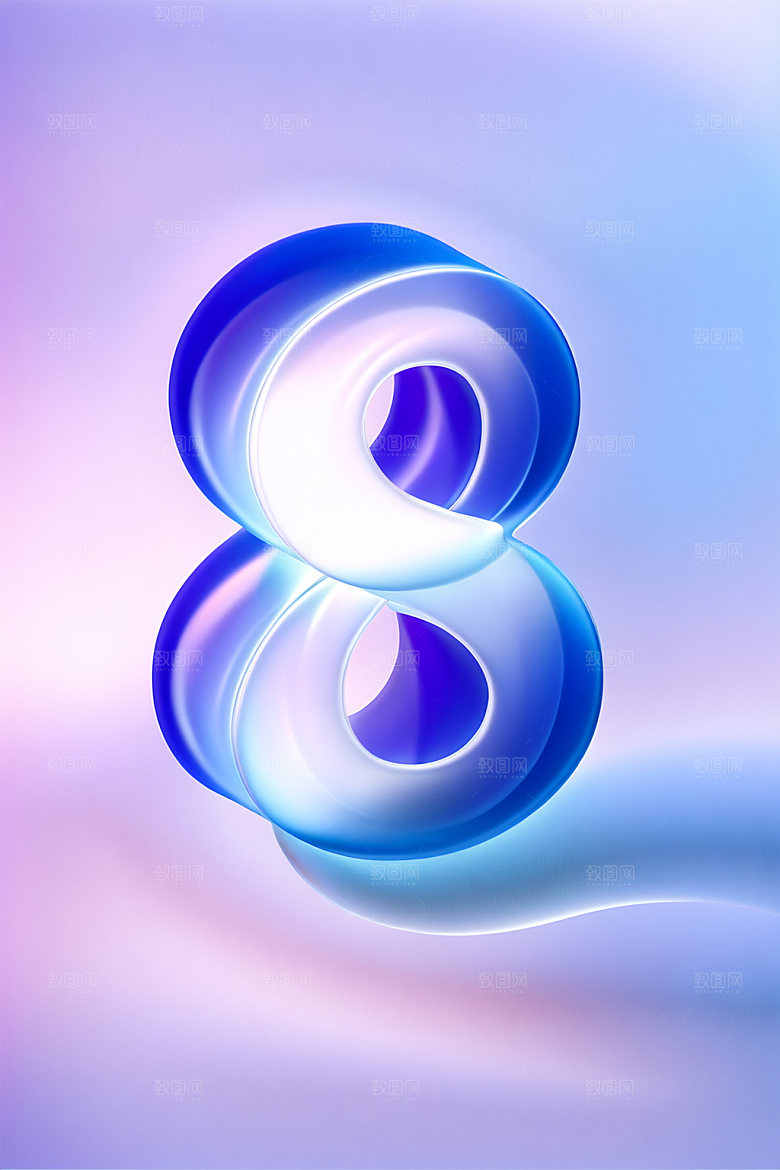 玻璃数字8光泽塑料元素