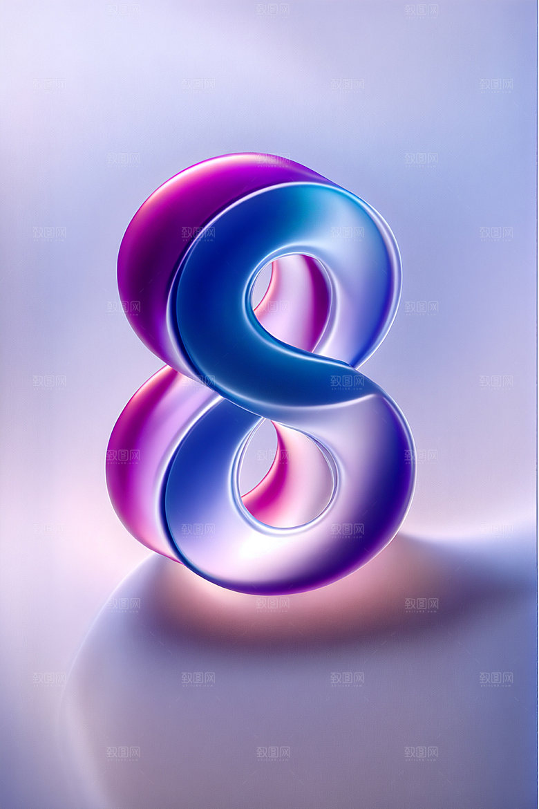 玻璃数字8立体透明元素
