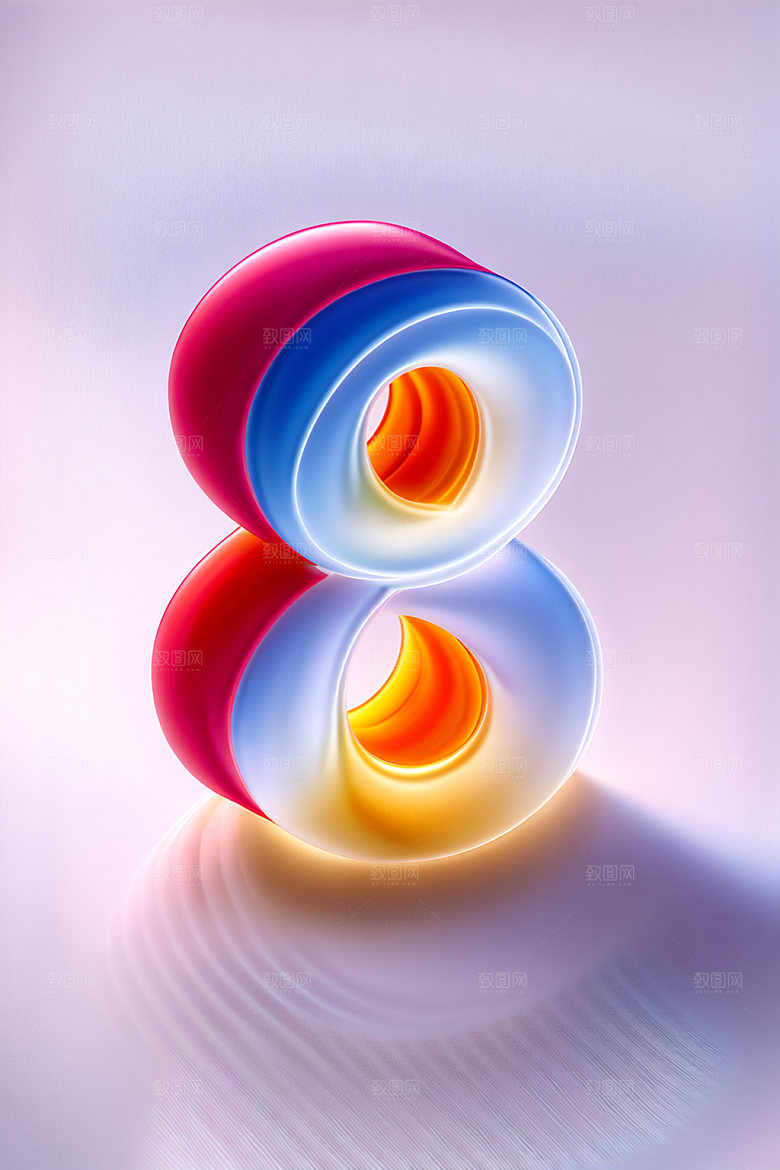 玻璃数字8立体通透元素