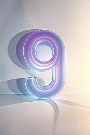 透明数字9质感3D艺术字
