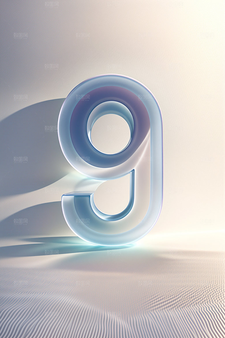 透明数字9时尚玻璃艺术字