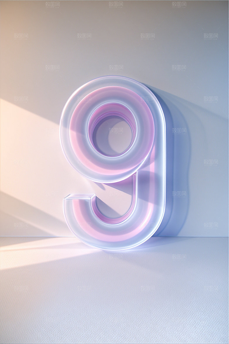透明数字9科技玻璃艺术字