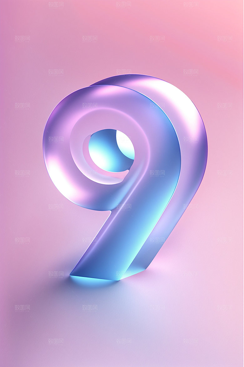 透明数字93D质感艺术字