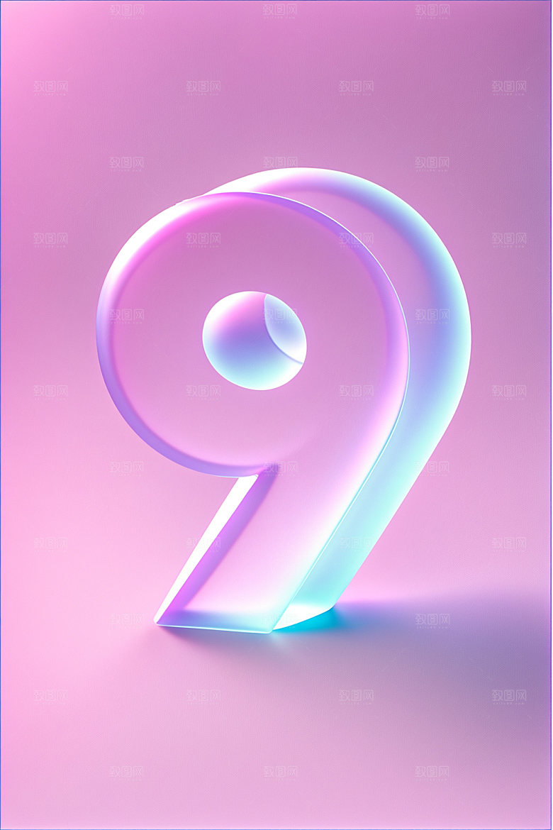 透明数字93D玻璃艺术字