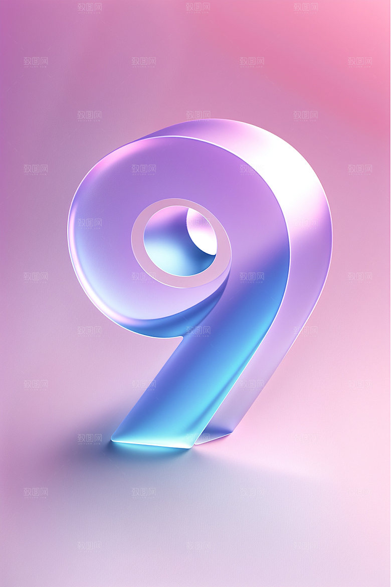 透明数字9通透玻璃艺术字