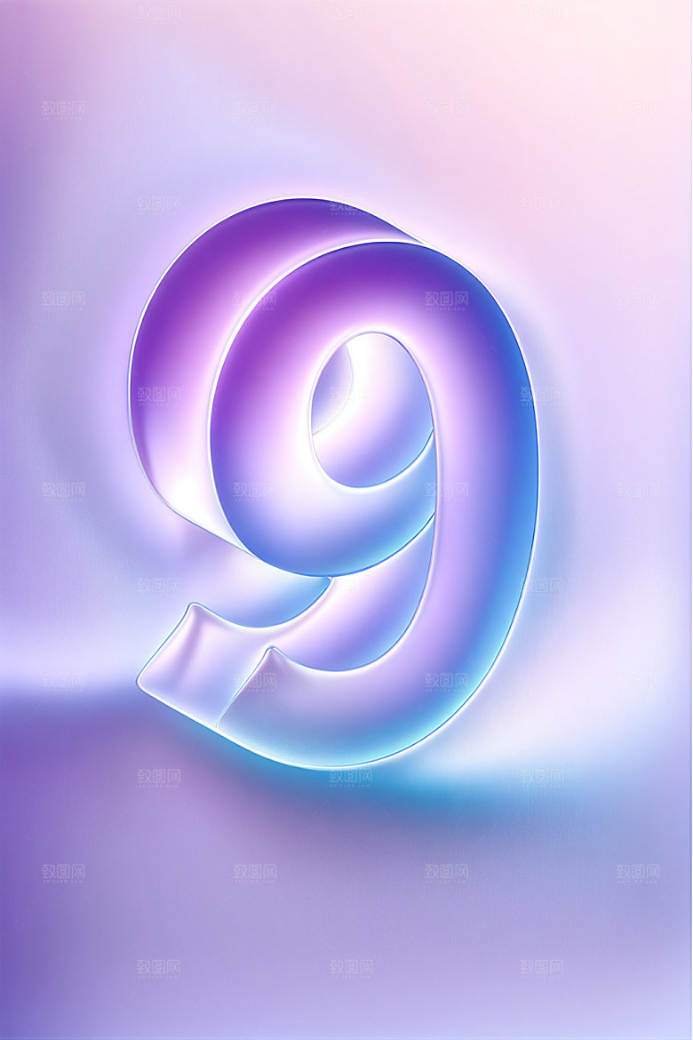 玻璃数字93D光泽元素