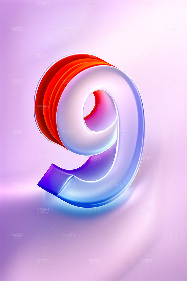 玻璃数字9立体3D元素