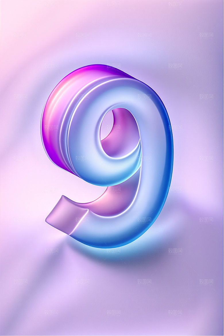 玻璃数字93D光泽元素