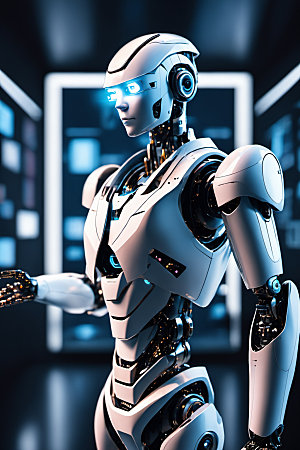 AI机器人金属立体模型