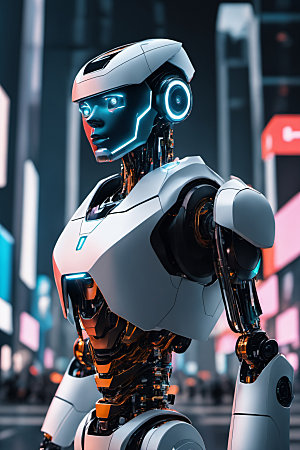 AI机器人赛博朋克质感模型