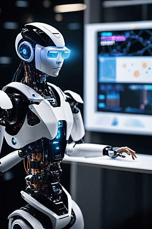AI机器人赛博朋克科技模型
