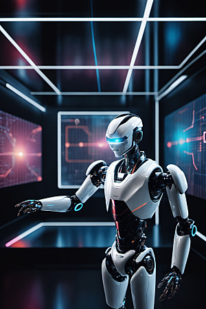 AI机器人金属立体模型