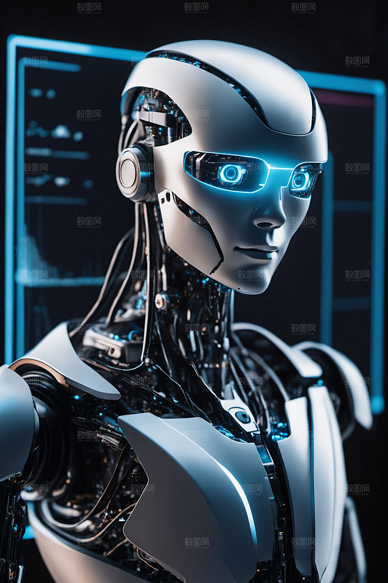 AI机器人3D质感模型