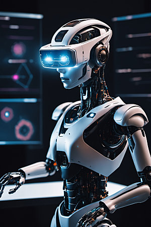AI机器人赛博朋克智慧模型