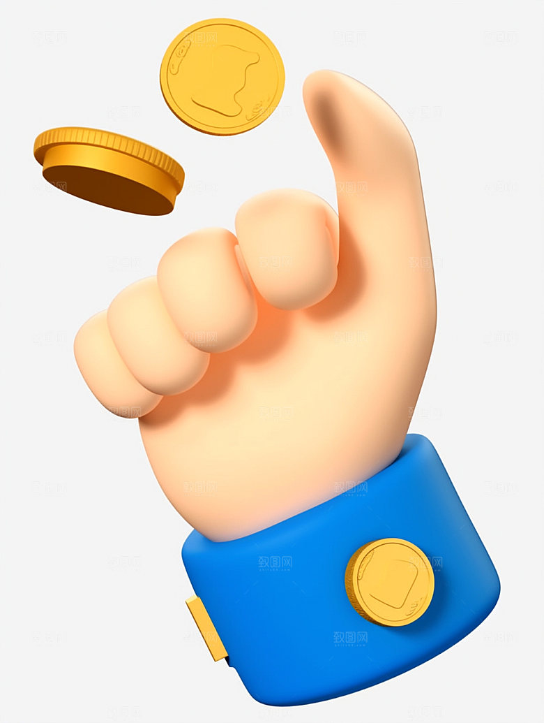 电商手势金币双十一C4D模型