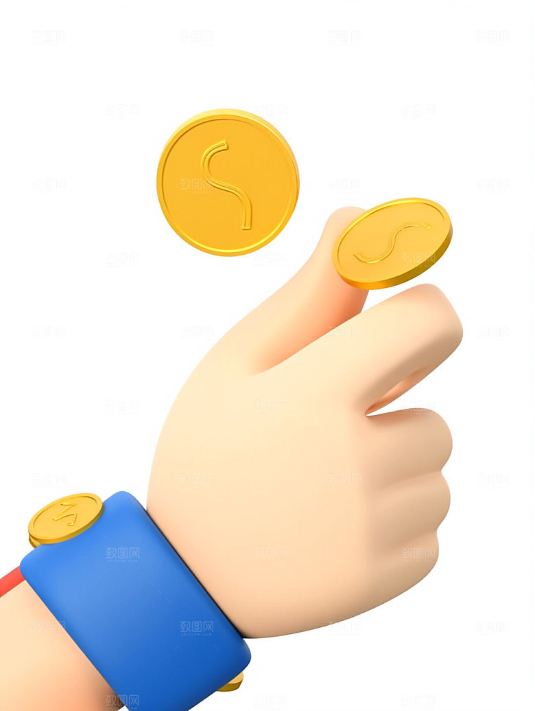 电商手势618金币C4D模型