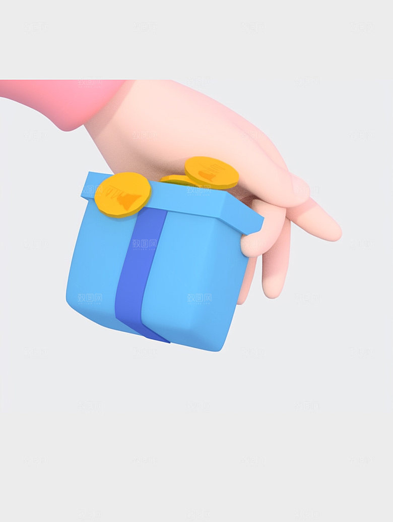 电商手势活动金币C4D模型