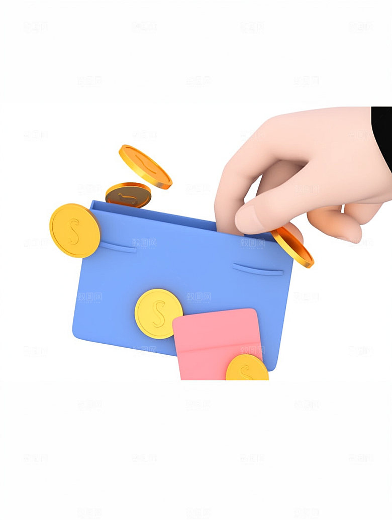 电商手势金币促销C4D模型