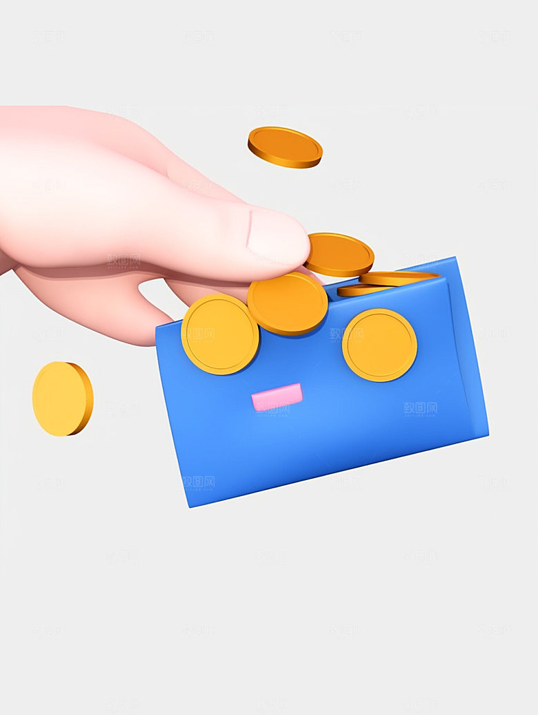 电商手势立体金币C4D模型