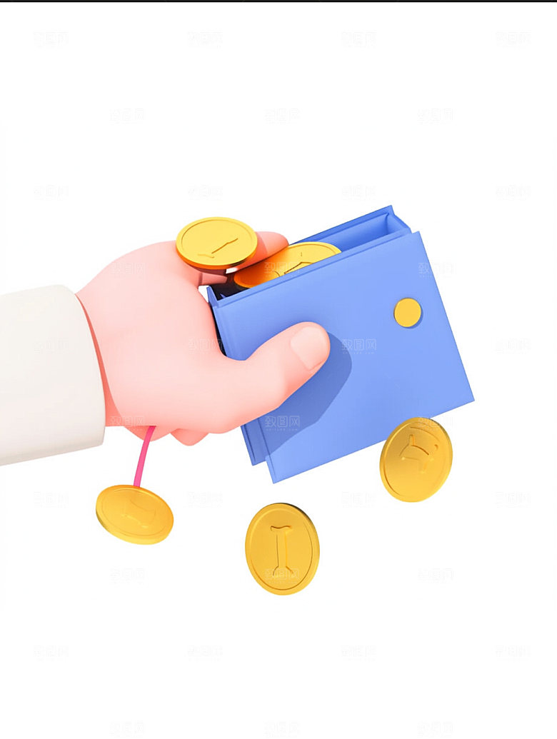 电商手势双十一金币C4D模型