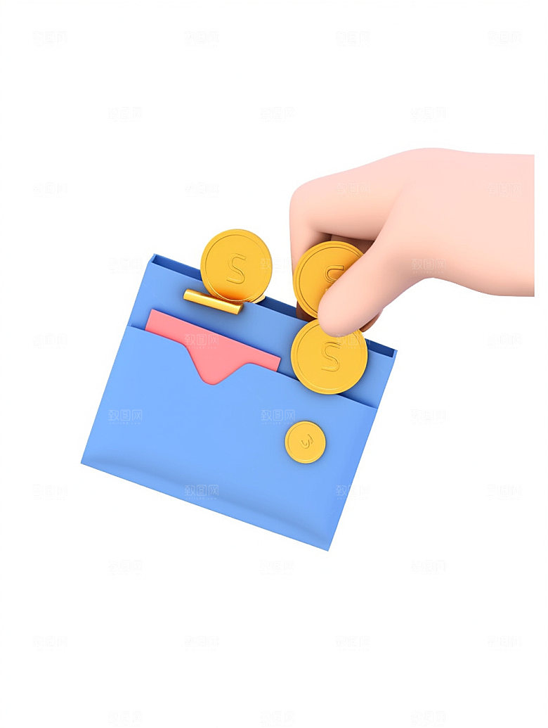电商手势金币立体C4D模型