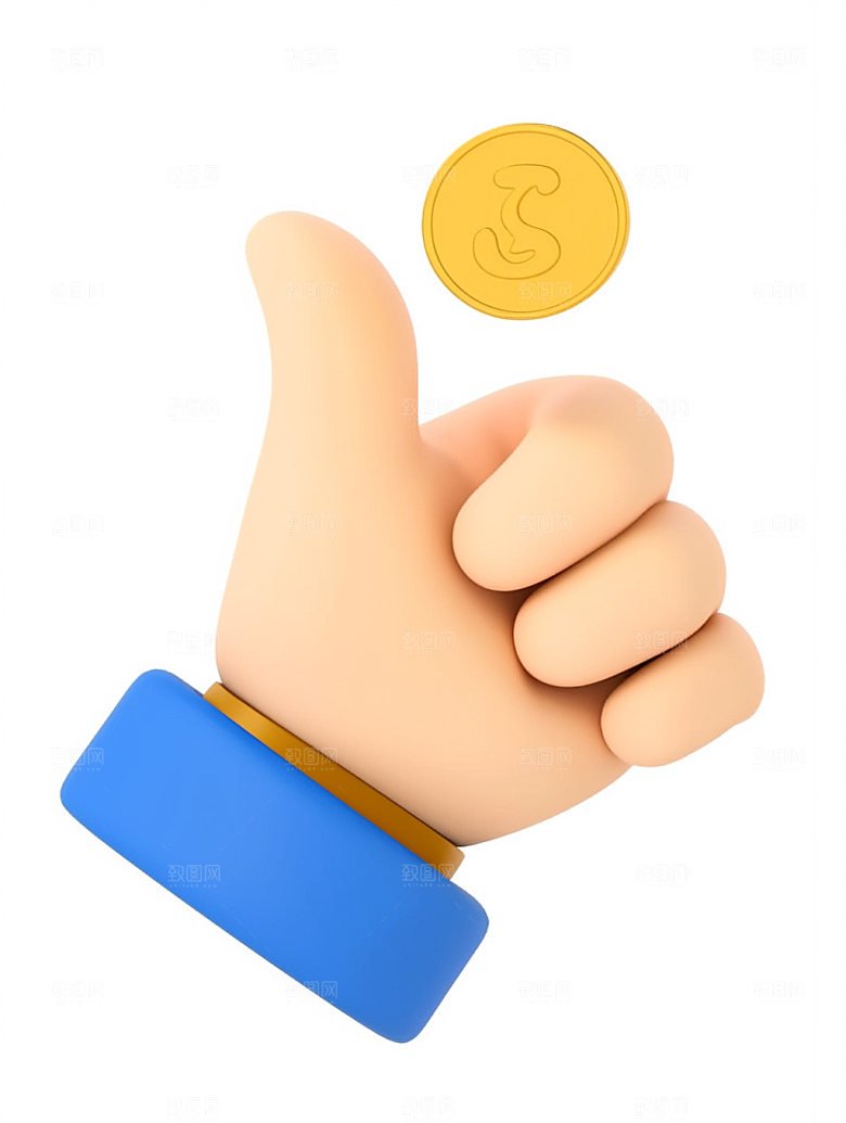 电商手势促销金币C4D模型