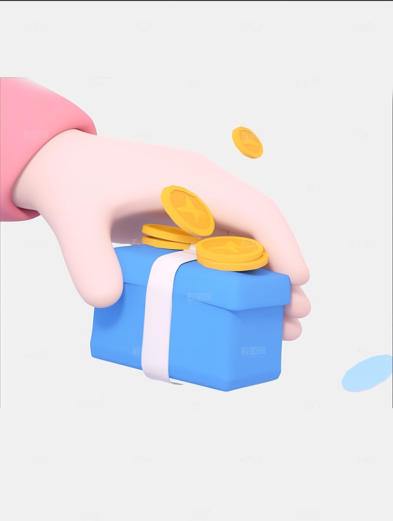 电商手势双十一金币C4D模型